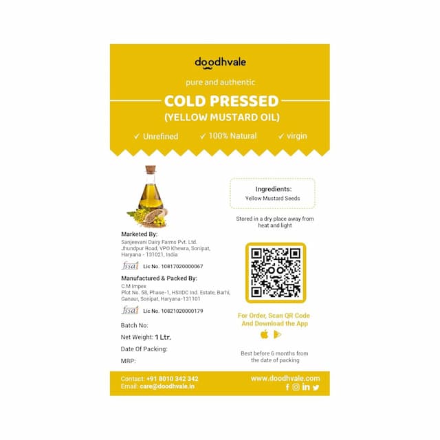 Buy Yellow Mustard Oil - Cold Pressed